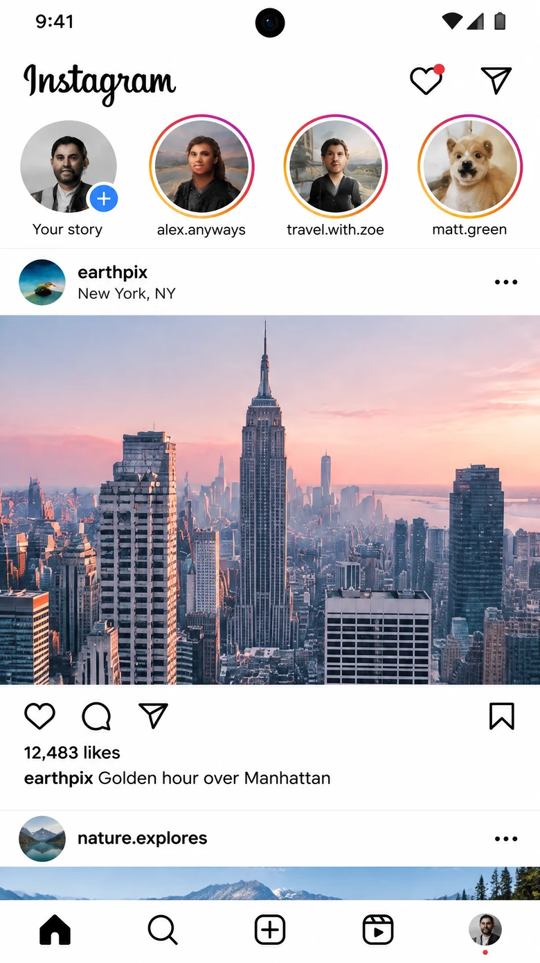 A DeviceFarm cloud phone running Instagram